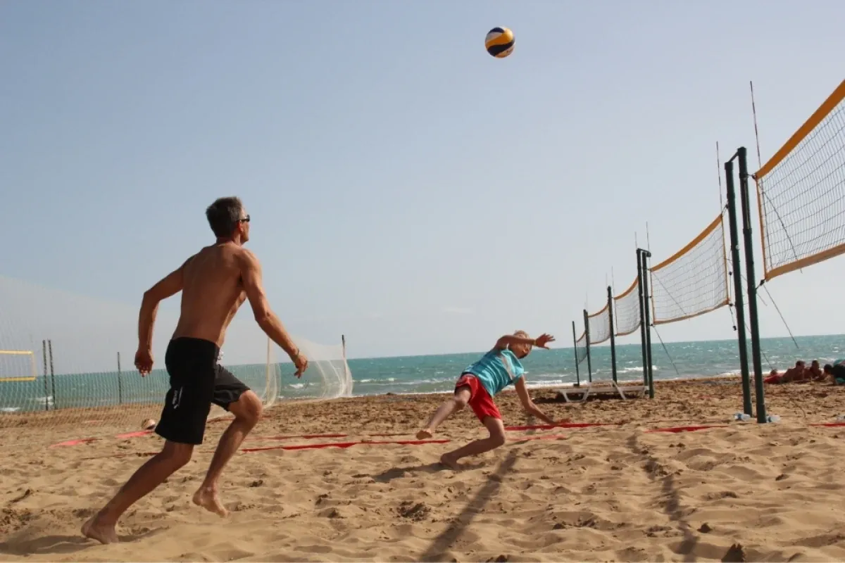 Beach volleyball court at Barracuda Beach Resort, Umm Al Quwain
